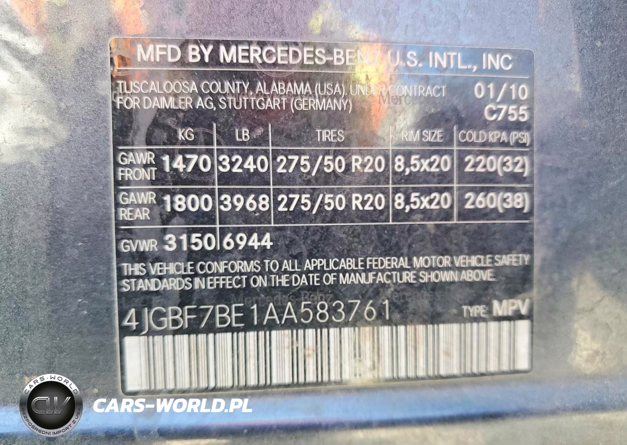 2010 Mercedes-Benz Gl 450 4Matic VIN:4JGBF7BE1AA583761 - 13
