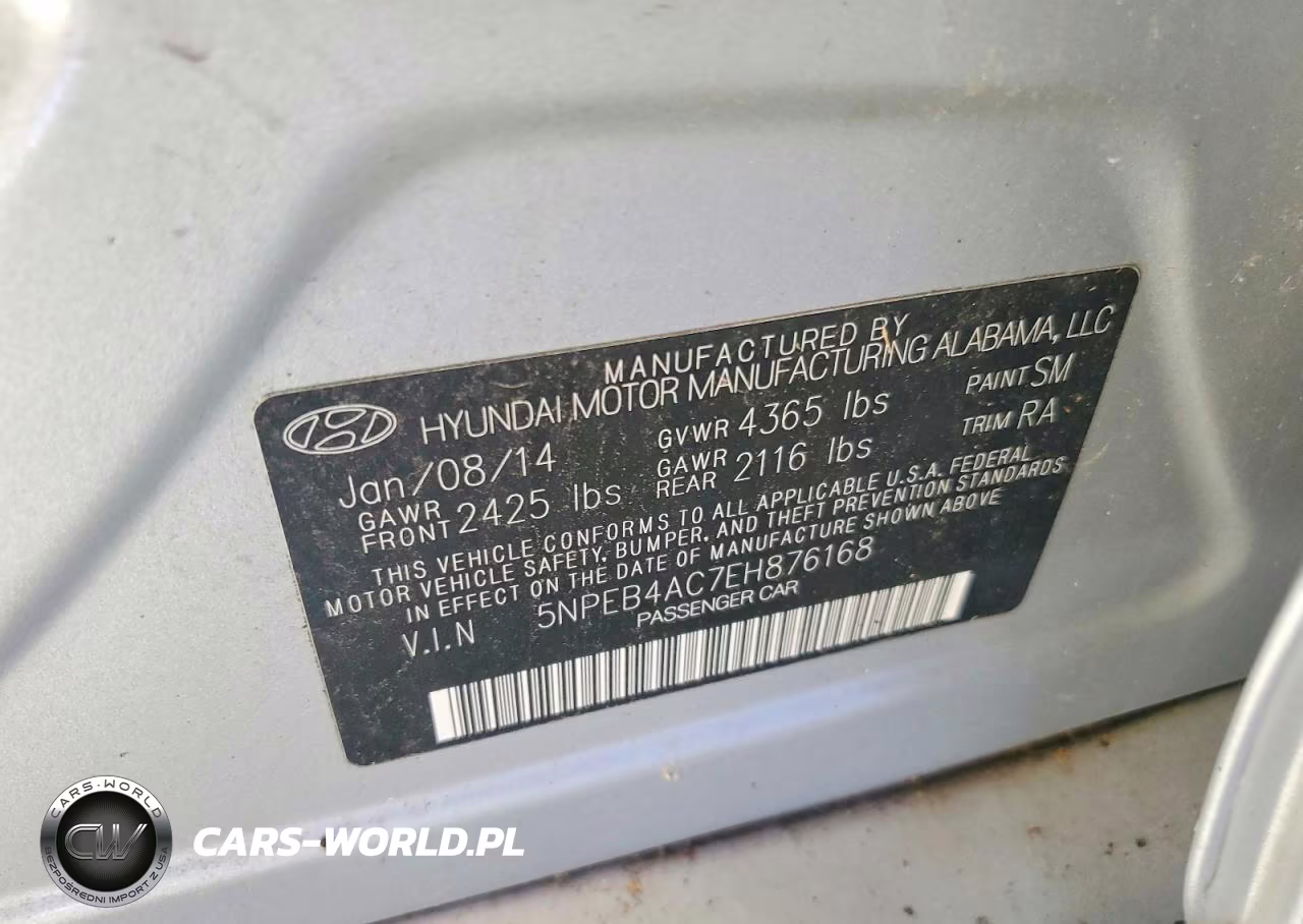 2014 Hyundai Sonata Gls VIN:5NPEB4AC7EH876168 - 12