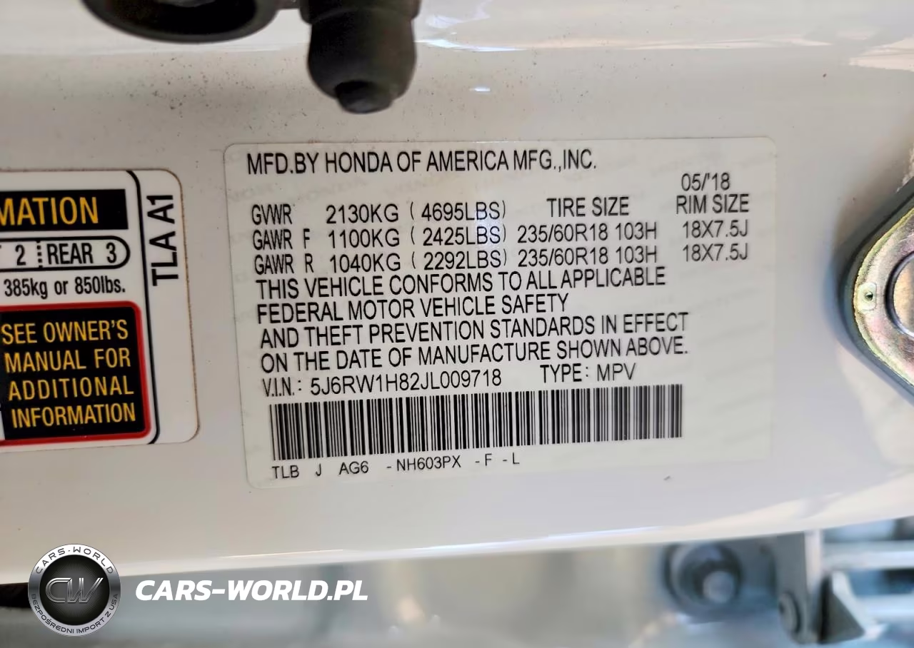 2018 Honda Cr-V Exl VIN:5J6RW1H82JL009718 - 12