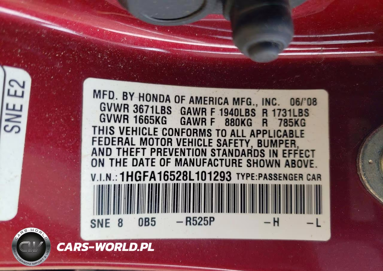 2008 Honda Civic Lx VIN:1HGFA16528L101293 - 12