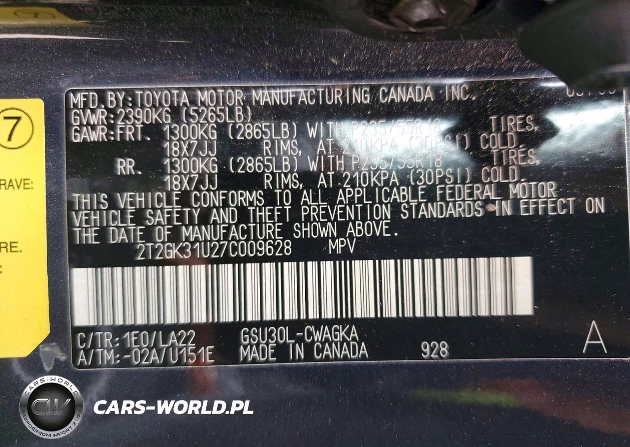2007 Lexus Rx 350 VIN:2T2GK31U27C009628 - 13