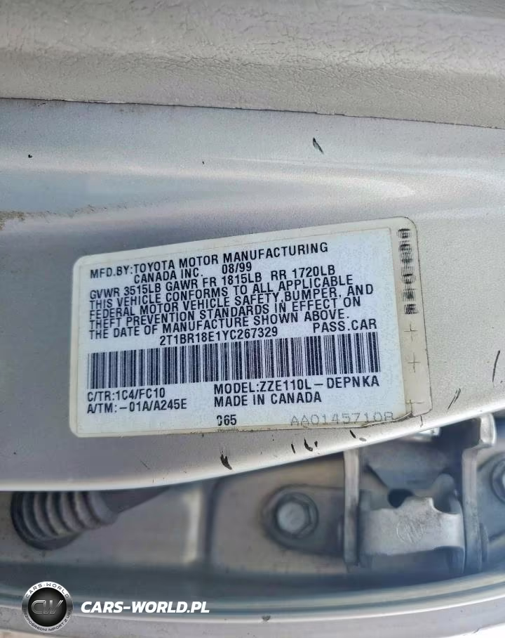 2000 Toyt Corolla VIN:2T1BR18E1YC267329 - 12