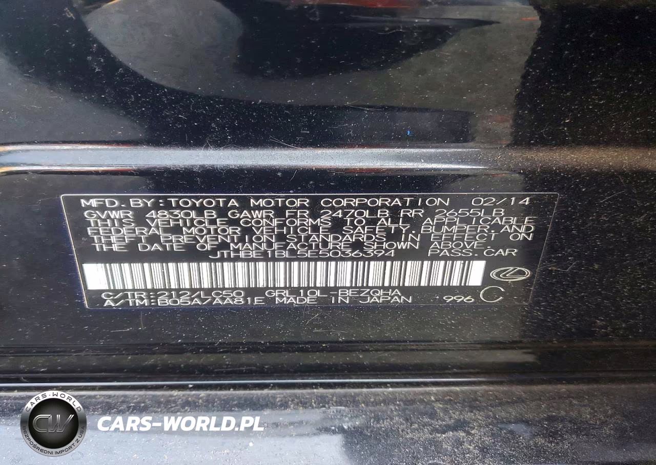 2014 Lexus Gs 350 VIN:JTHBE1BL5E5036394 - 12