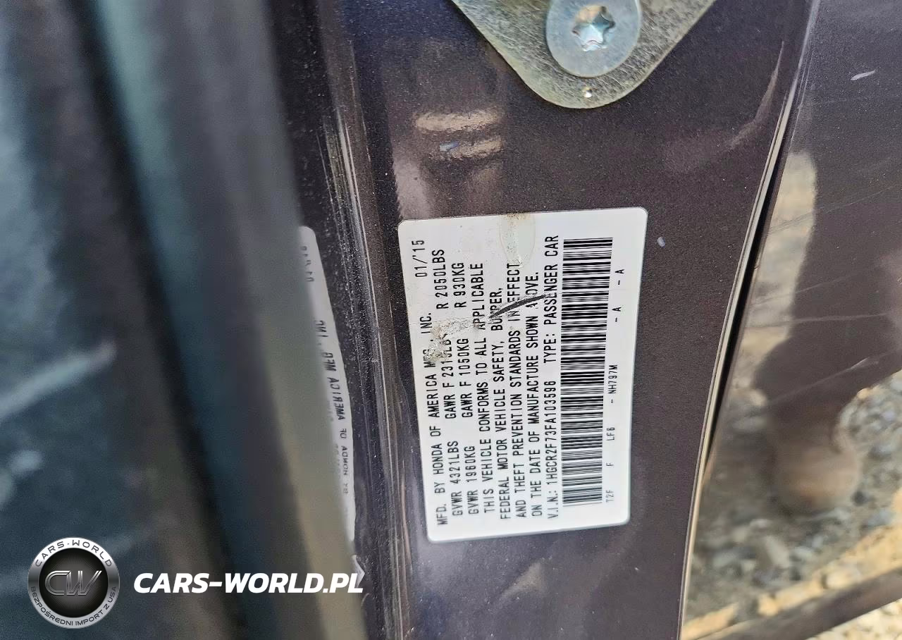 2015 Honda Accord Ex VIN:1HGCR2F73FA103596 - 12