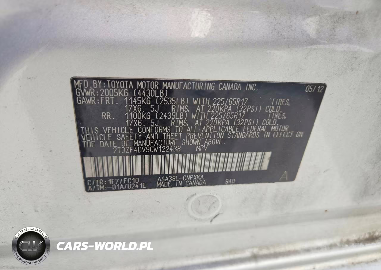 2012 Toyota Rav4 Base VIN:2T3ZF4DV9CW122438 - 13