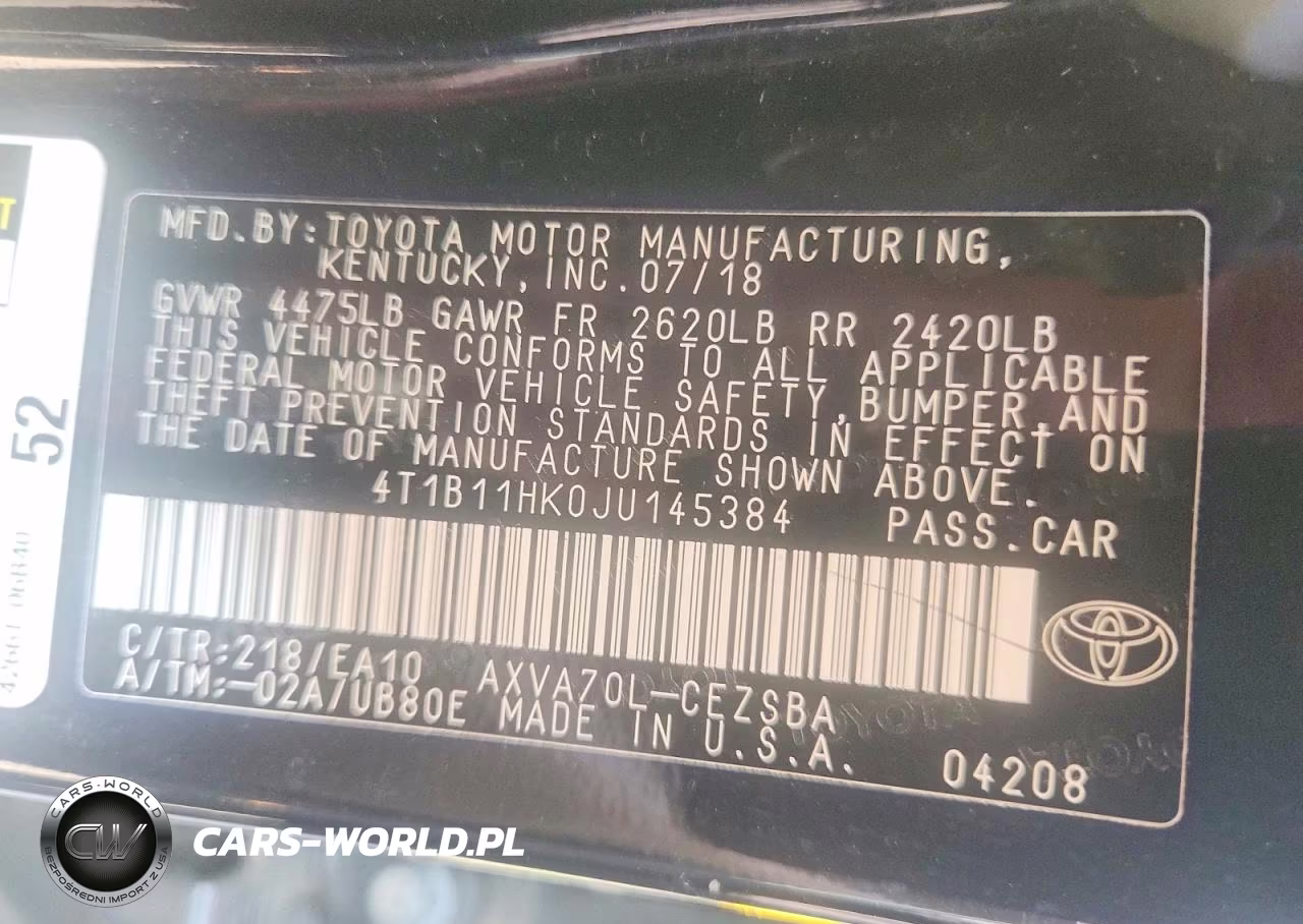 2018 Toyota Camry Se VIN:4T1B11HK0JU145384 - 12