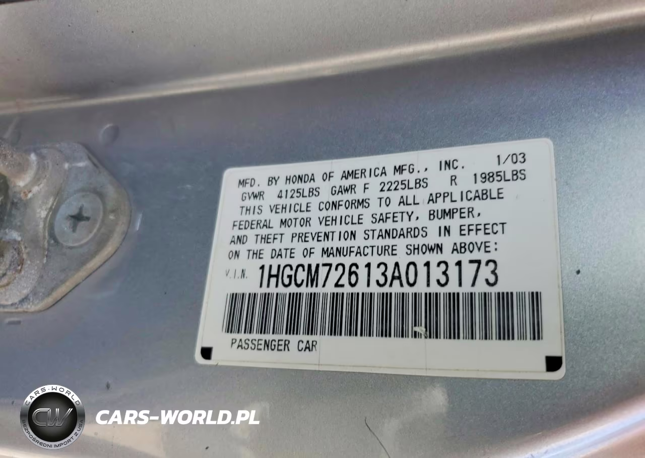 2003 Honda Accord Ex VIN:1HGCM72613A013173 - 12