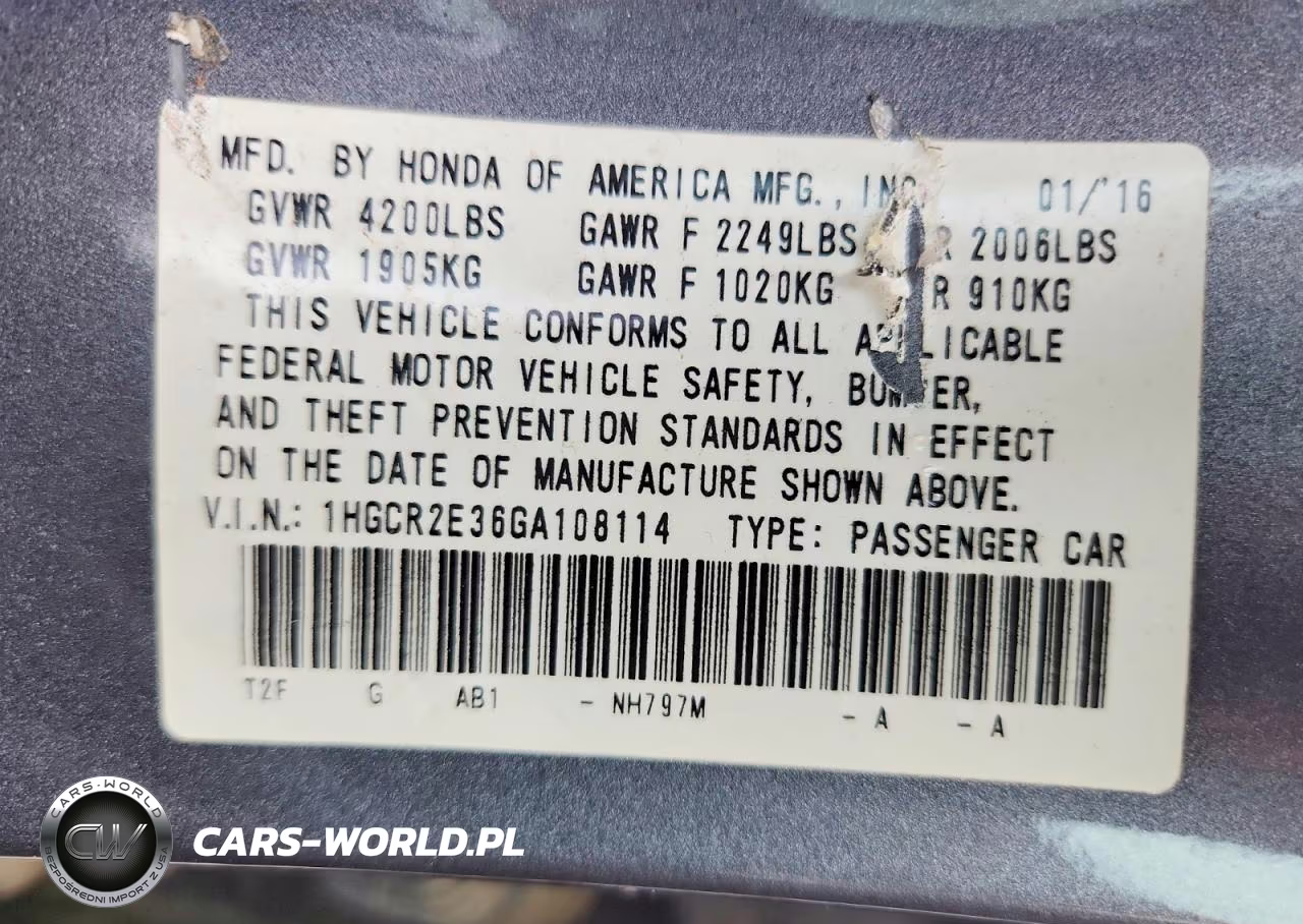 2016 Honda Accord Lx VIN:1HGCR2E36GA108114 - 12