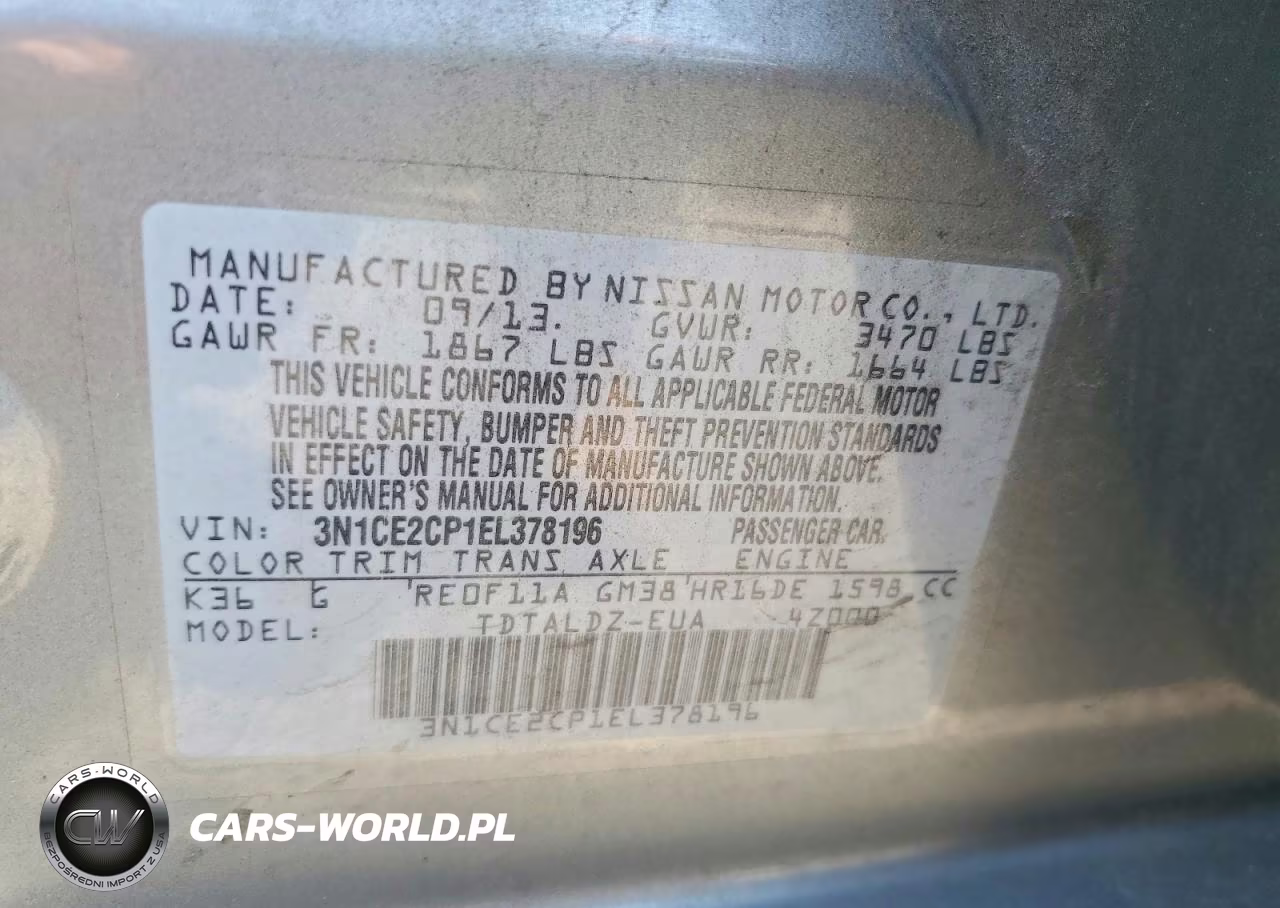 2014 Nissan Versa Note S VIN:3N1CE2CP1EL378196 - 12