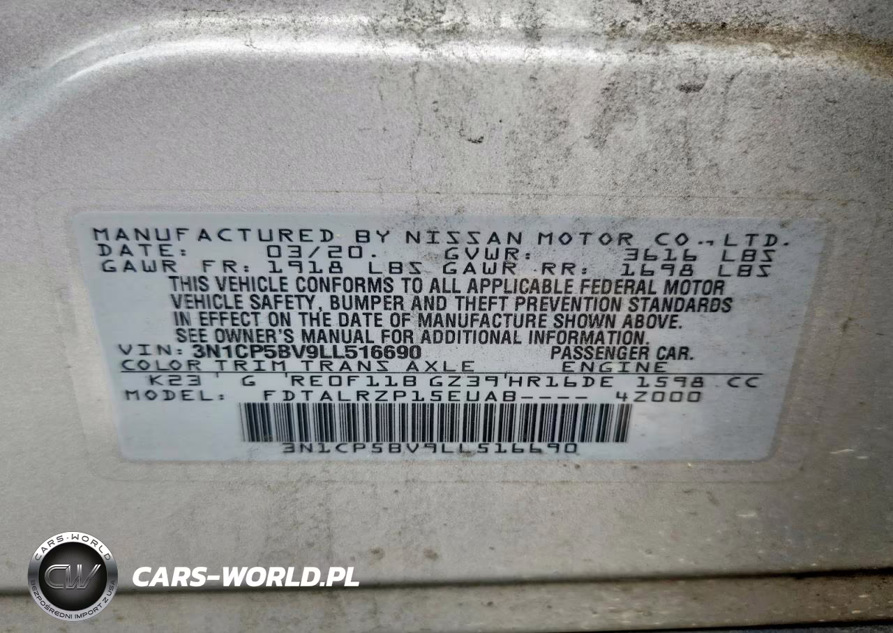 2020 Nissan Kicks S VIN:3N1CP5BV9LL516690 - 14