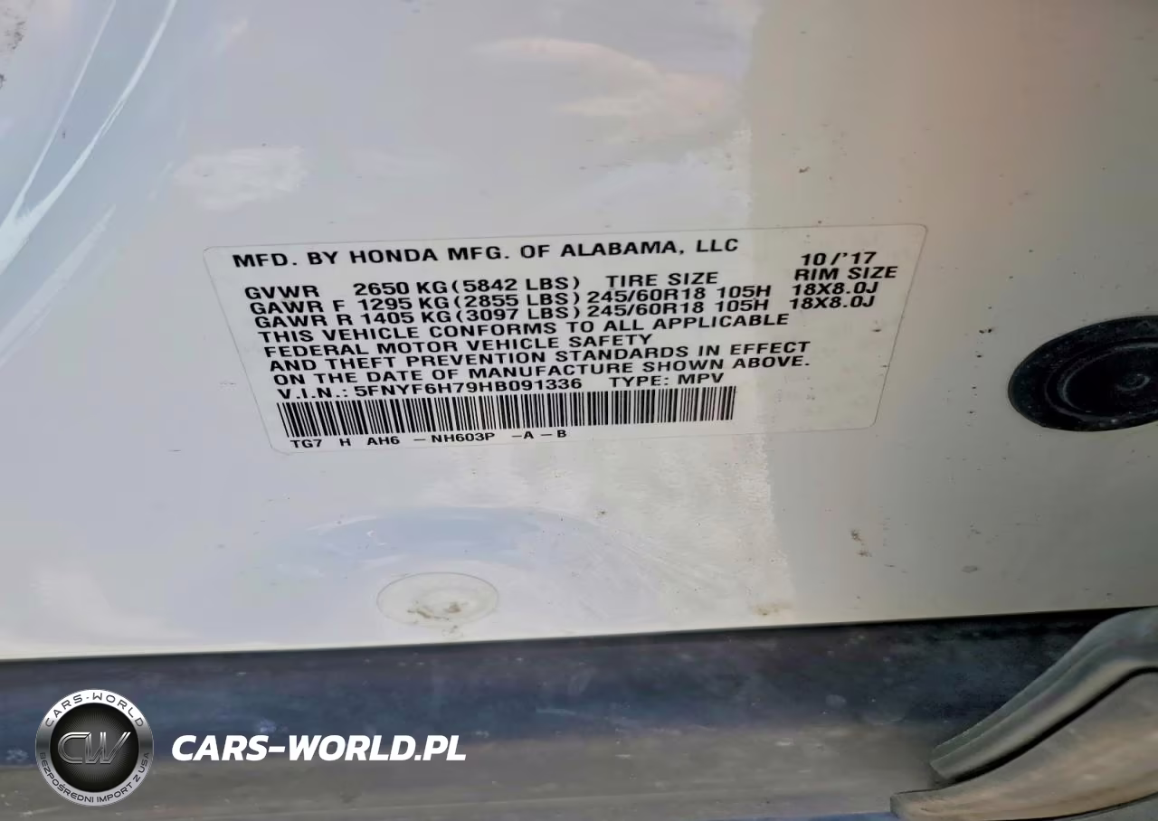 2017 Honda Pilot Exln VIN:5FNYF6H79HB091336 - 13
