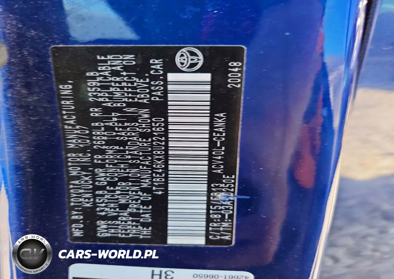 2008 Toyota Camry Le VIN:4T1BE46KX8U221650 - 12