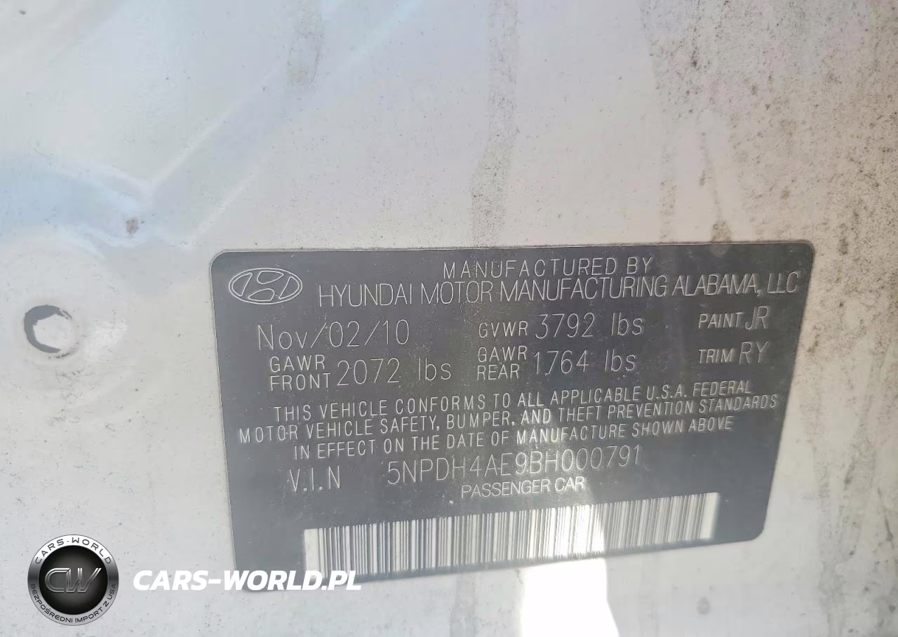 2011 Hyundai Elantra Limited VIN:5NPDH4AE9BH000791 - 12
