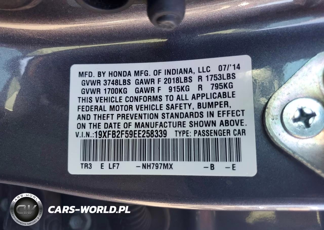 2014 Honda Civic Lx VIN:19XFB2F59EE258339 - 12