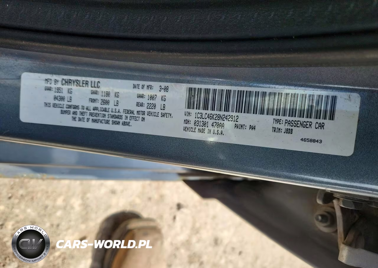 2008 Chrysler Sebring Lx VIN:1C3LC46K28N242912 - 13