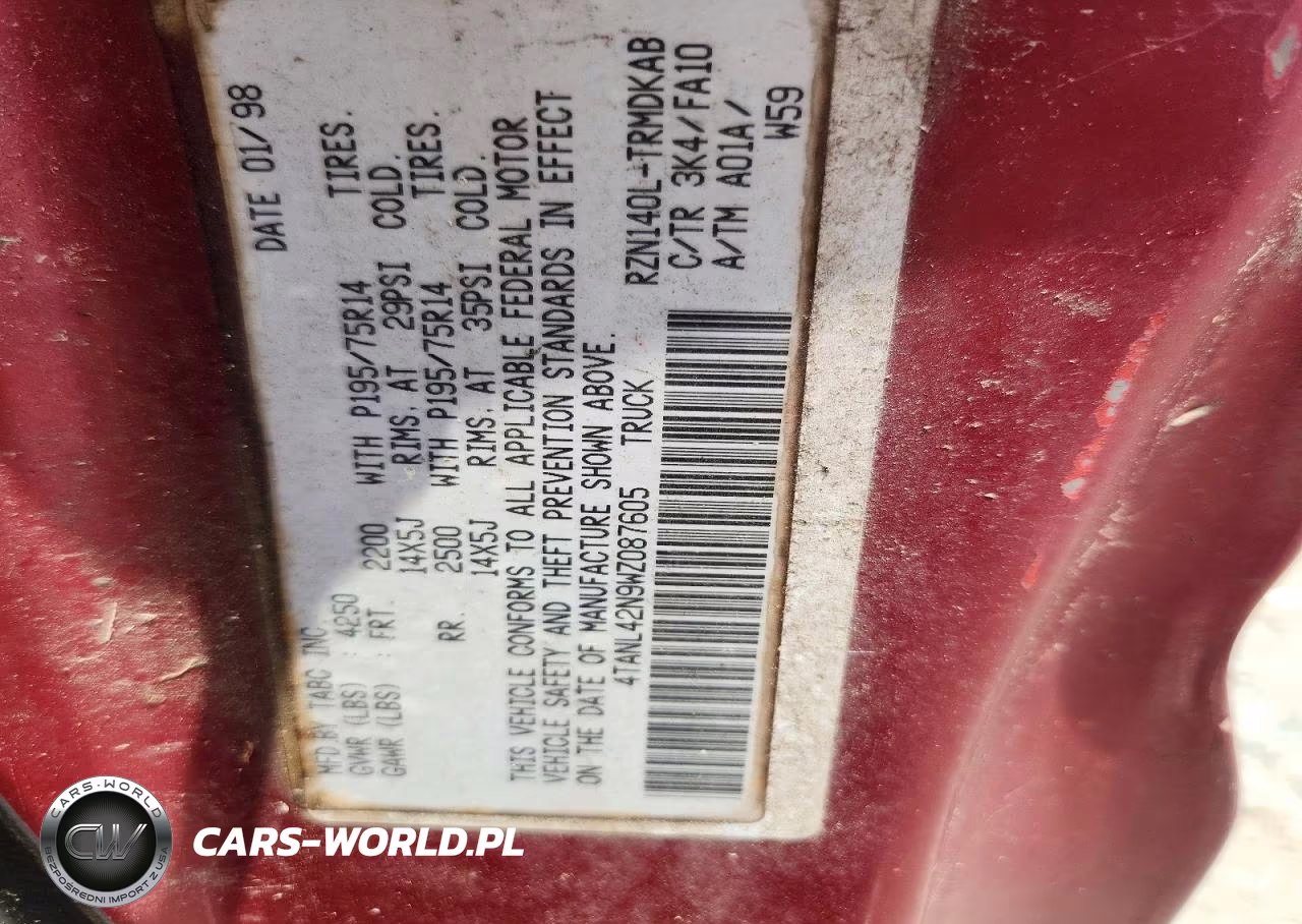 1998 Toyota Tacoma Base VIN:4TANL42N9WZ087605 - 12