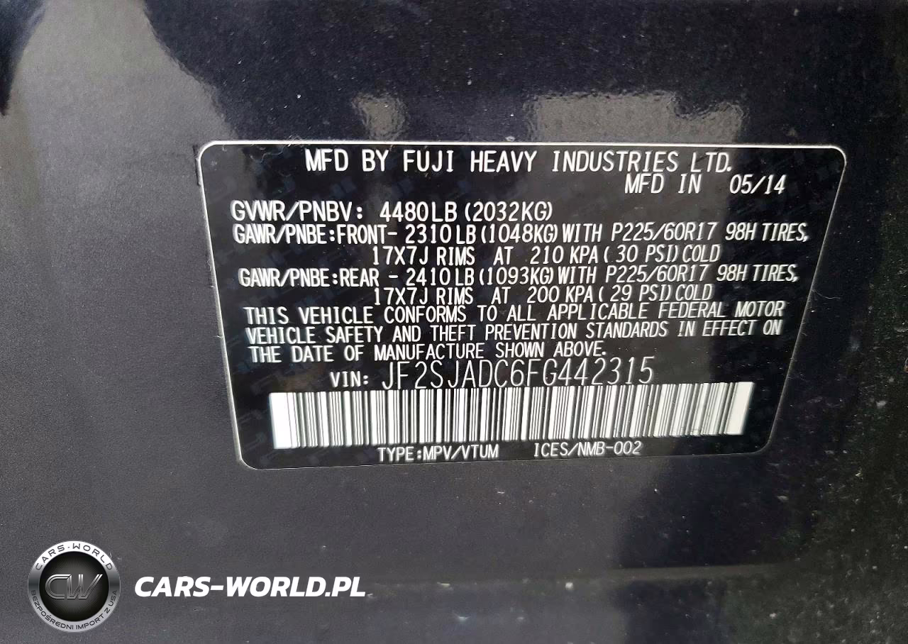 2015 Subaru Forester 2.5I Premium VIN:JF2SJADC6FG442315 - 13