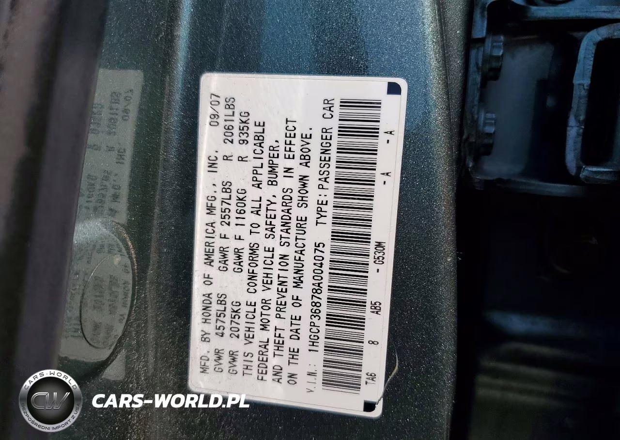 2008 Honda Accord Exl VIN:1HGCP36878A004075 - 12