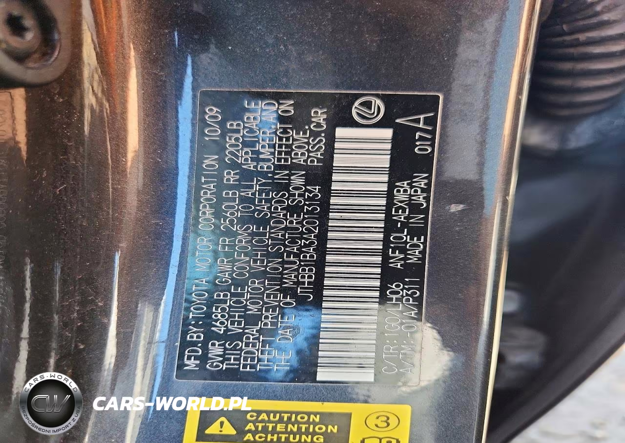 2010 Lexus Hs 250H VIN:JTHBB1BA3A2013134 - 12
