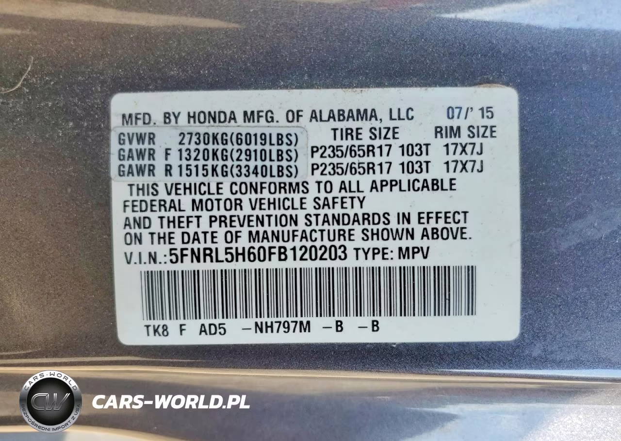 2015 Honda Odyssey Exl VIN:5FNRL5H60FB120203 - 13