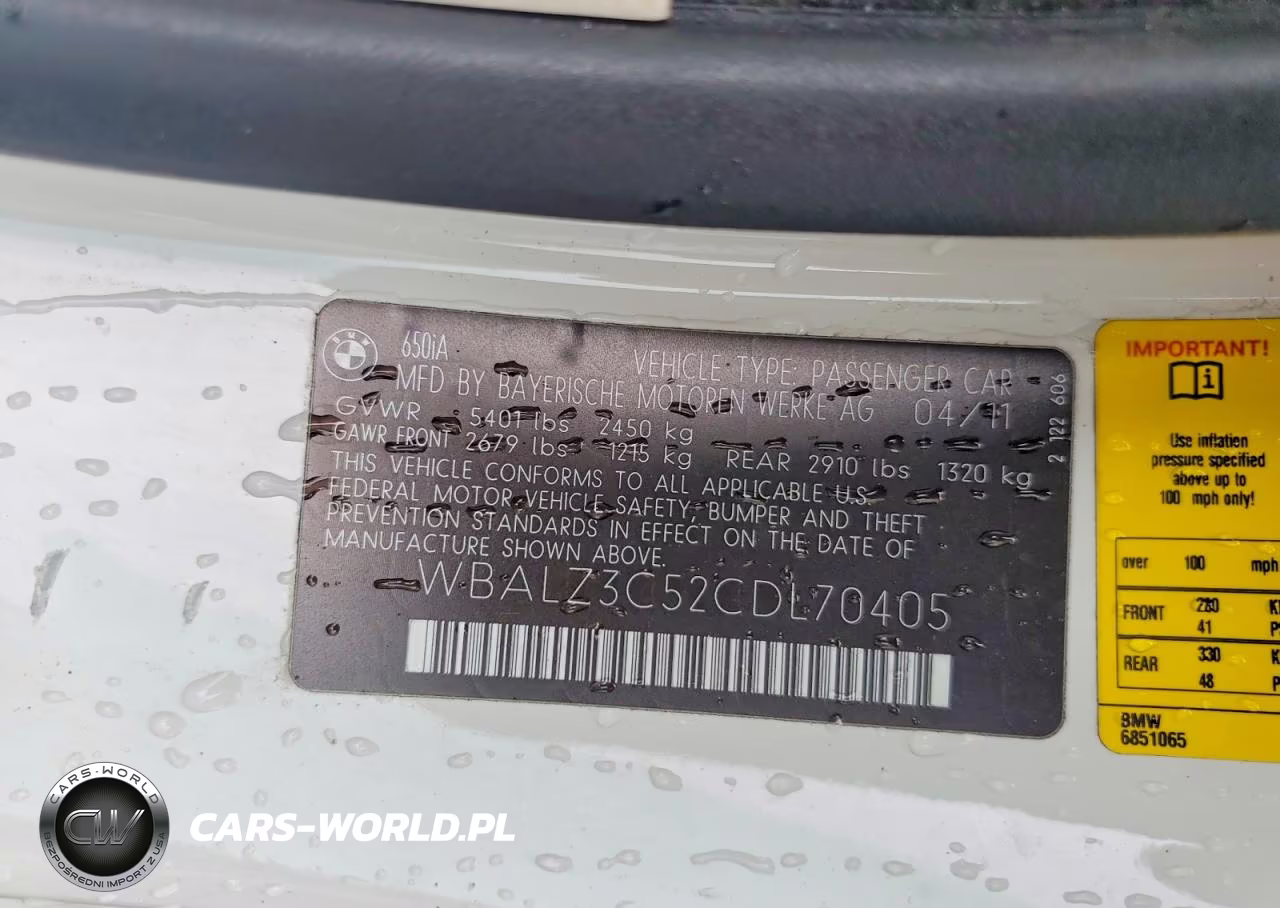 2012 BMW 650 I VIN:WBALZ3C52CDL70405 - 12