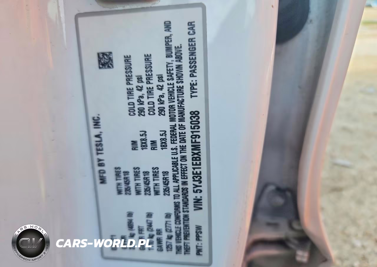 2021 Tesla Model 3 VIN:5YJ3E1EBXMF915038 - 13