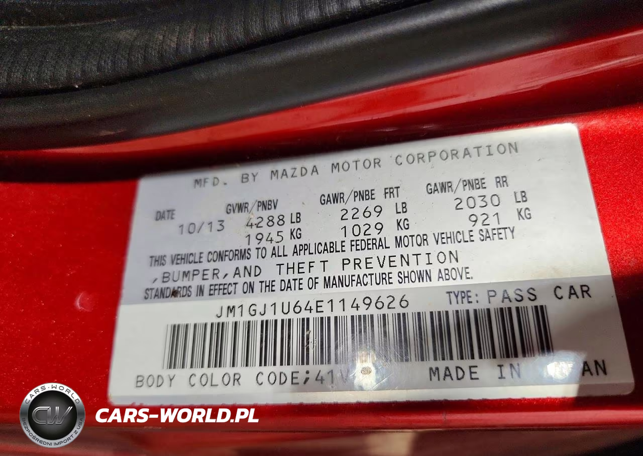 2014 MAZDA 6 SPORT VIN:JM1GJ1U64E1149626 - 13