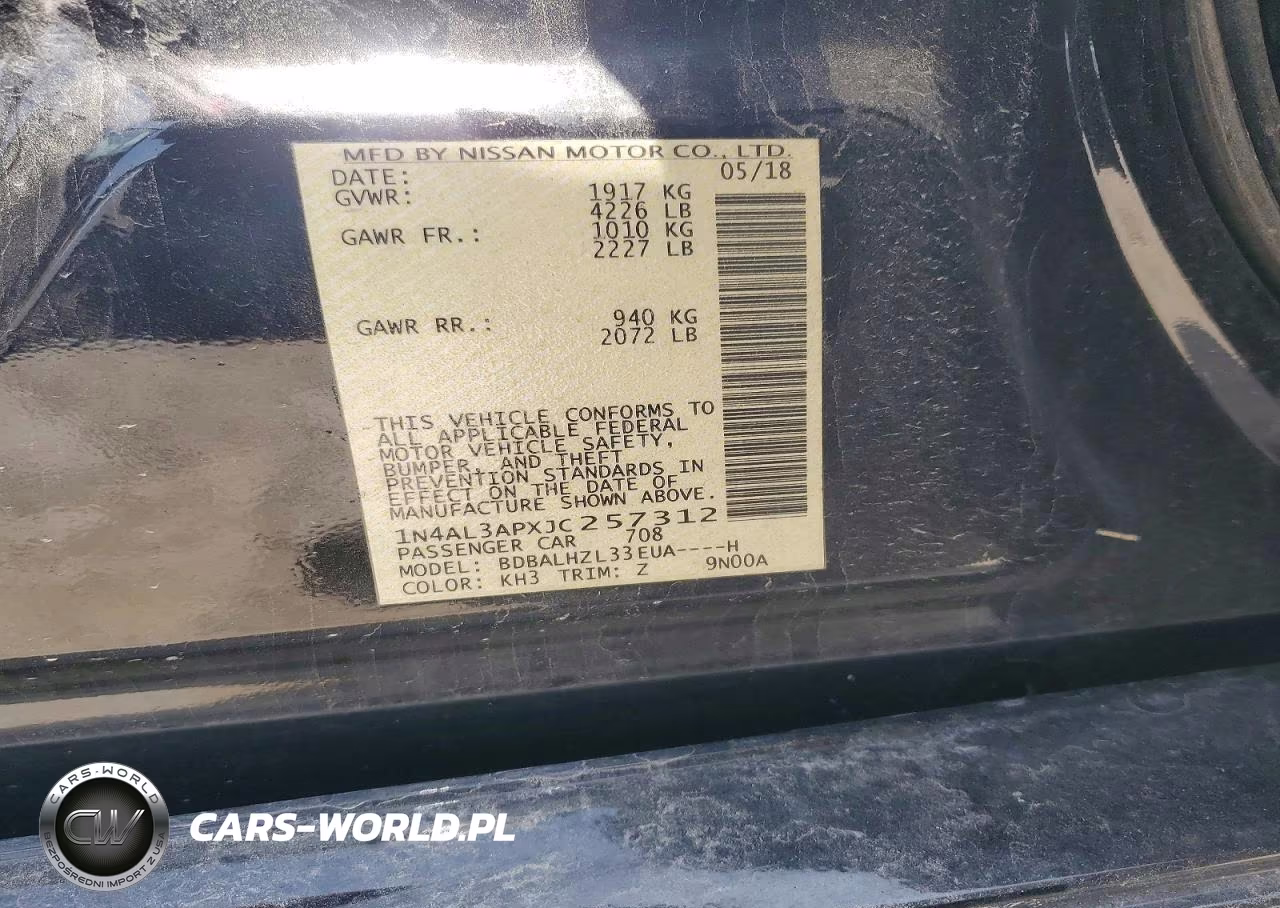 2018 Nissan Altima 2.5 Sr VIN:1N4AL3APXJC257312 - 12