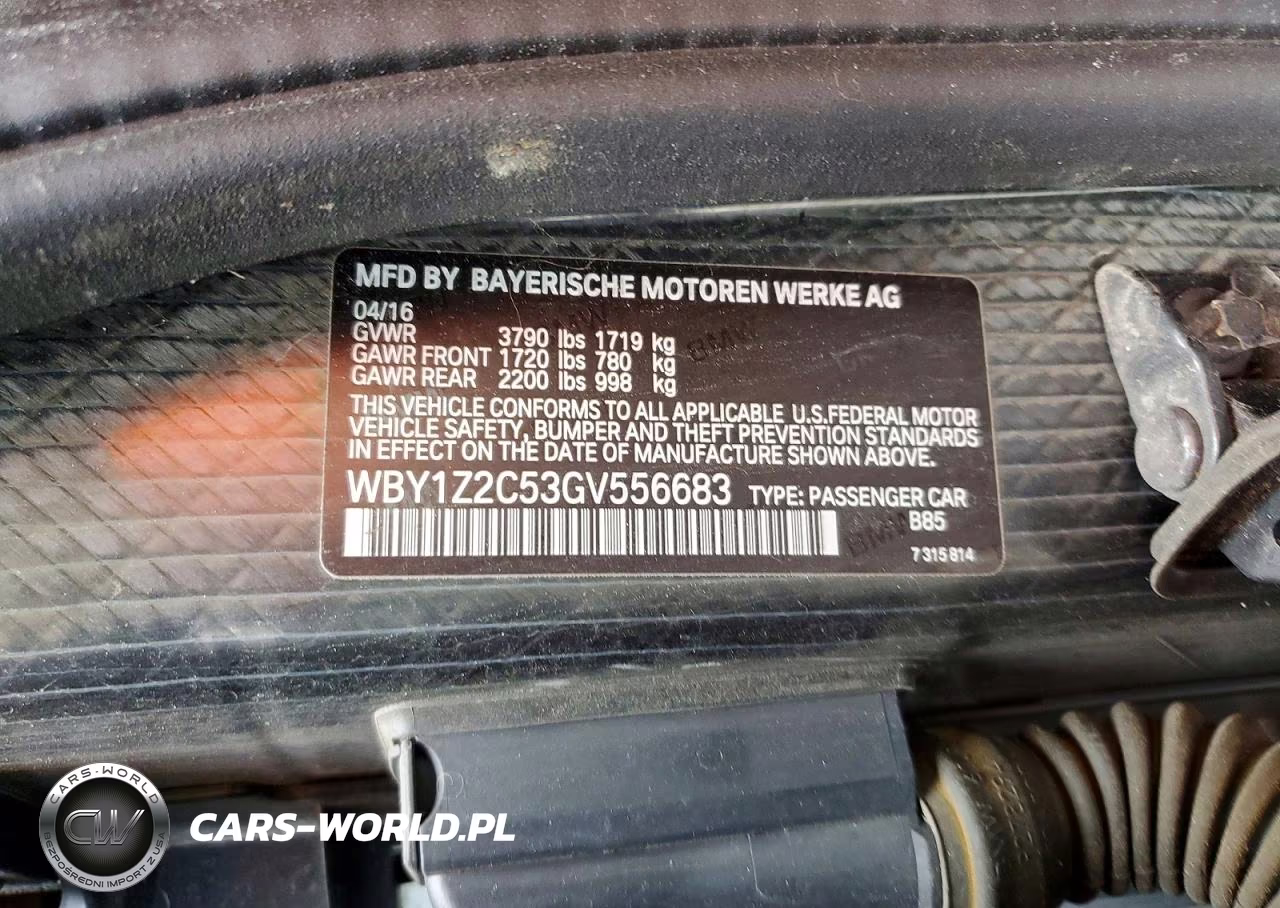 2016 BMW I3 Bev VIN:WBY1Z2C53GV556683 - 12