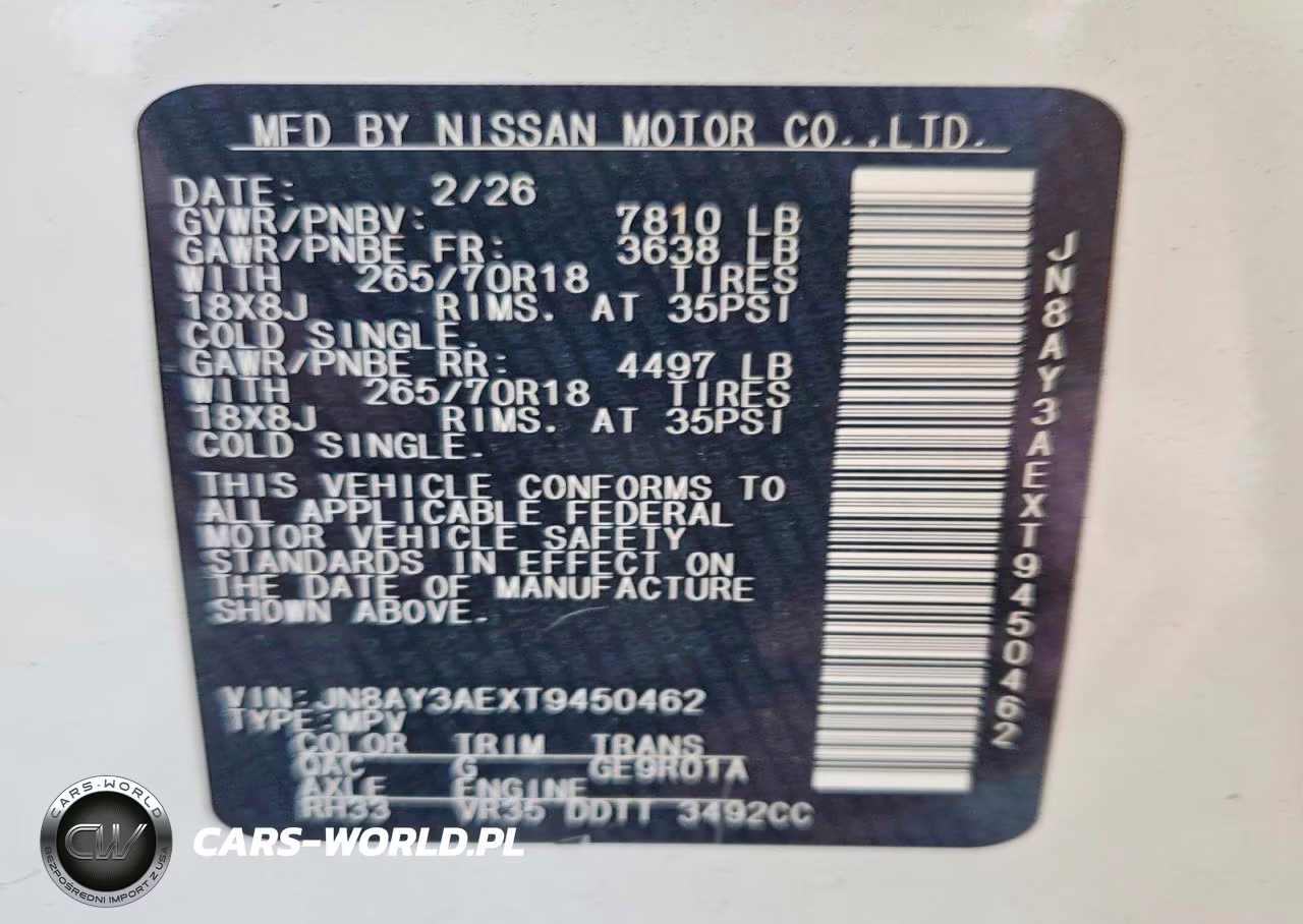 2026 Nissan Armada Sv VIN:JN8AY3AEXT9450462 - 13