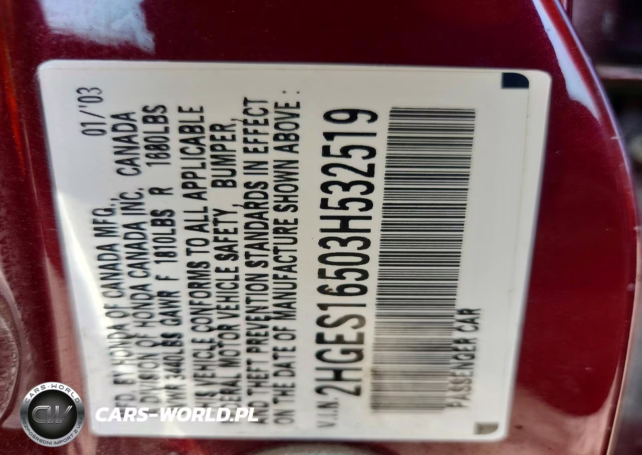 2003 Honda Civic Lx VIN:2HGES16503H532519 - 12