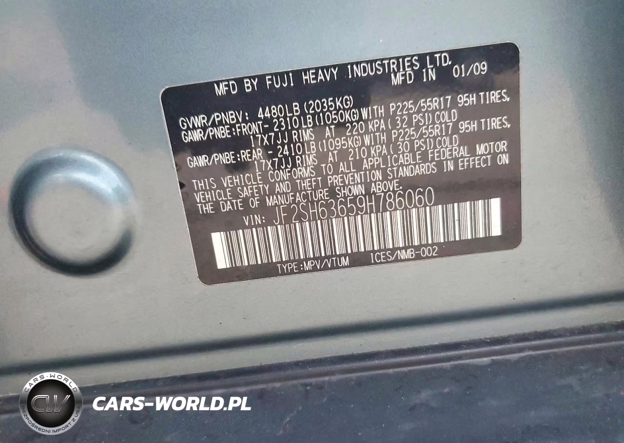 2009 Subaru Forester 2.5X Premium VIN:JF2SH63659H786060 - 12