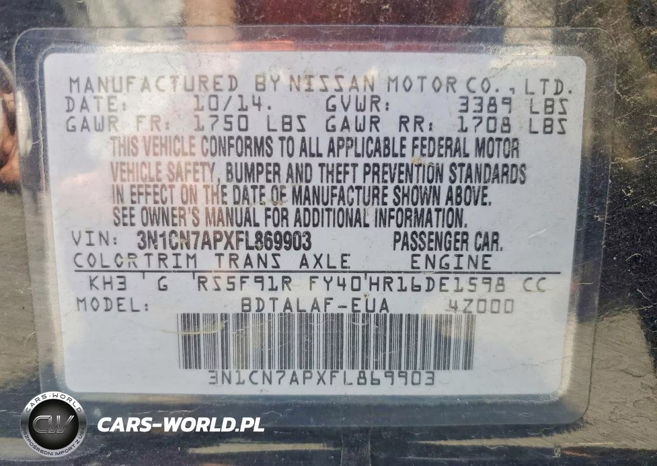 2015 Nissan Versa 1.6 S VIN:3N1CN7APXFL869903 - 13