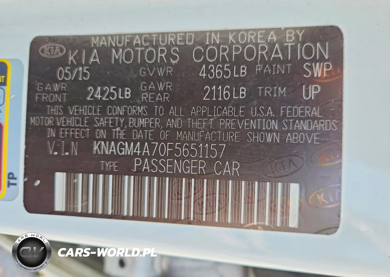 2015 Kia Optima Lx VIN:KNAGM4A70F5651157 - 13