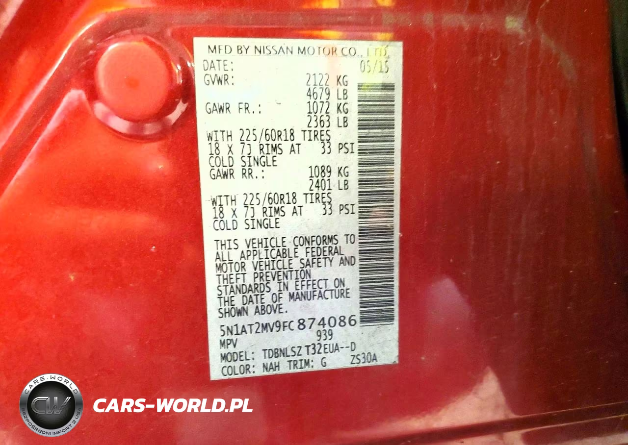 2015 Nissan Rogue Sl VIN:5N1AT2MV9FC874086 - 13