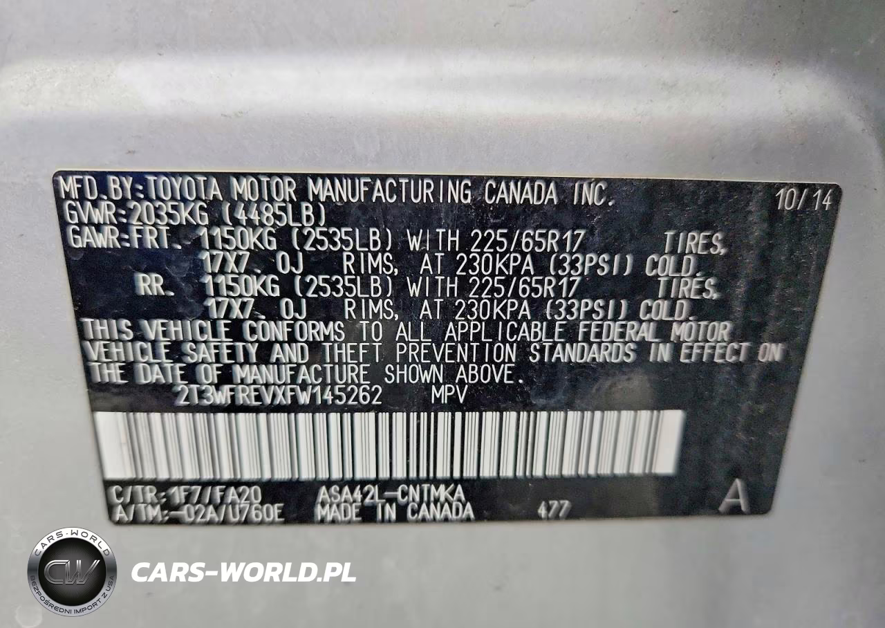 2015 Toyota Rav4 Xle VIN:2T3WFREVXFW145262 - 12