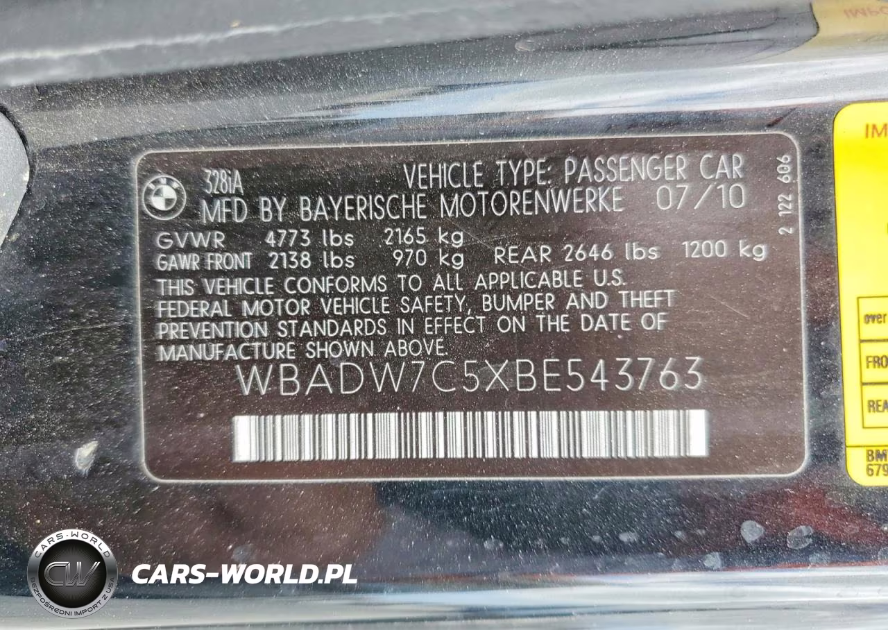 2011 BMW 328 I Sulev VIN:WBADW7C5XBE543763 - 12