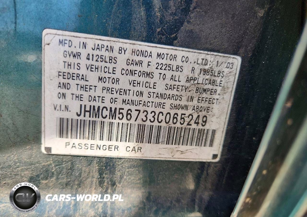 2003 Honda Accord Ex VIN:JHMCM56733C065249 - 13