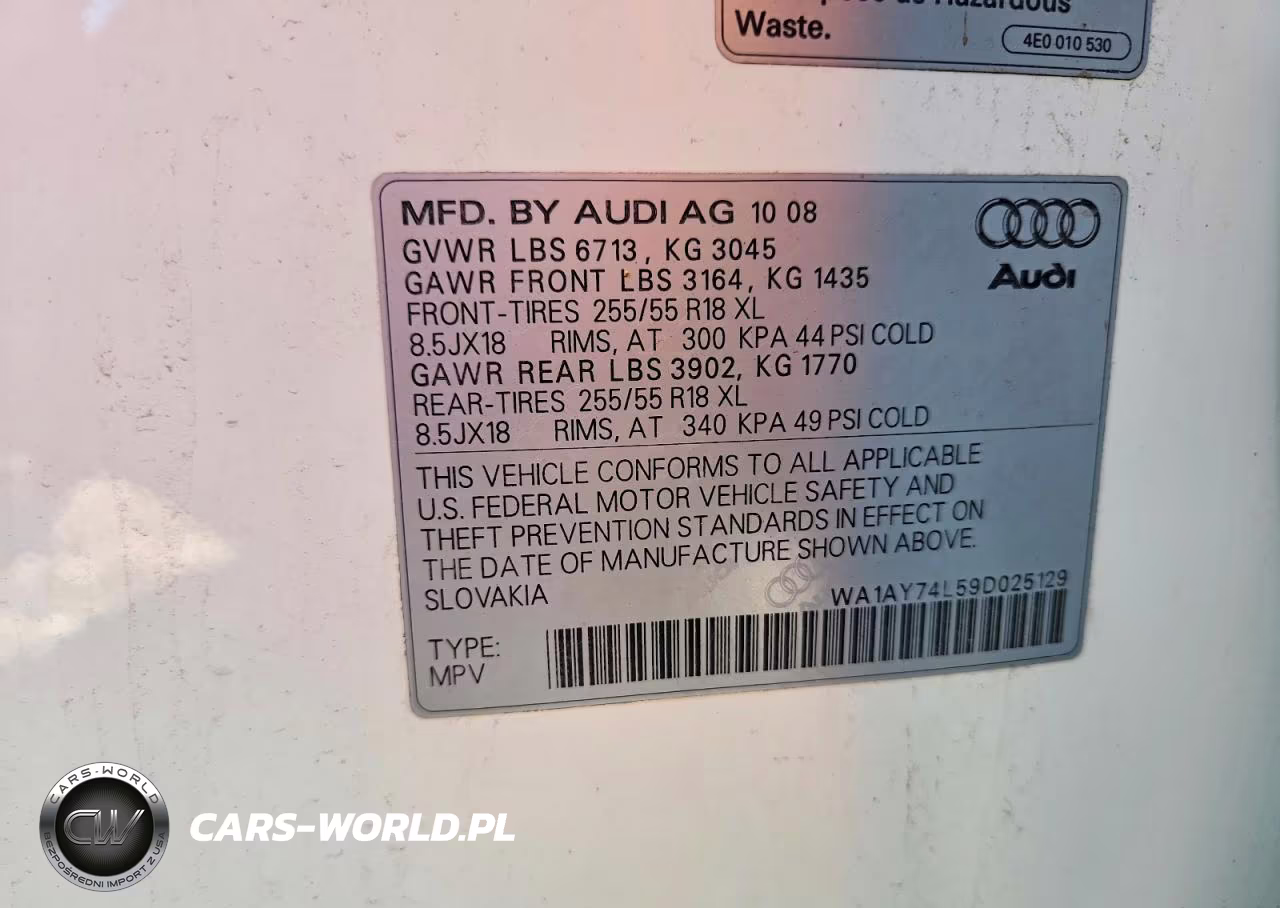 2009 Audi Q7 3.6 Quattro VIN:WA1AY74L59D025129 - 13