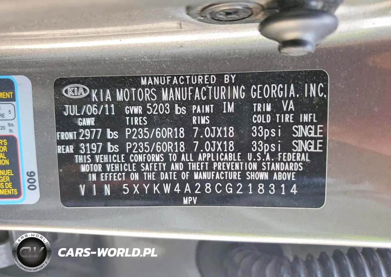 2012 Kia Sorento Sx VIN:5XYKW4A28CG218314 - 12