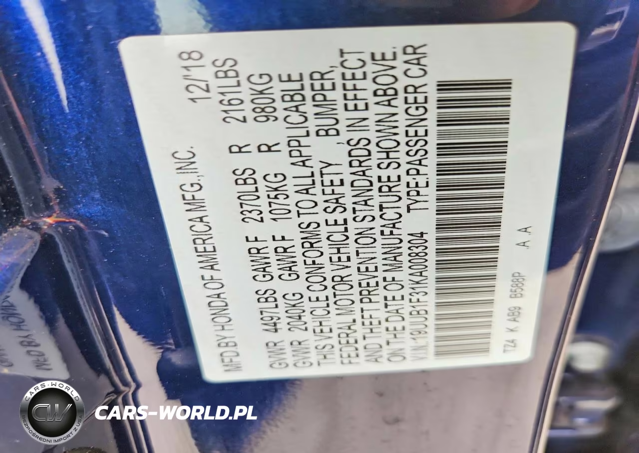 2019 Acura Tlx VIN:19UUB1F31KA008304 - 12