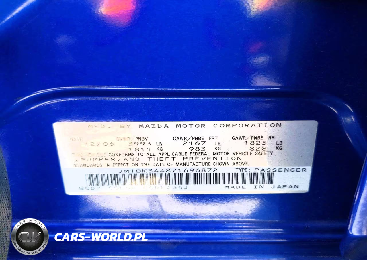 2007 Mazda 3 Hatchback VIN:JM1BK344871696872 - 12