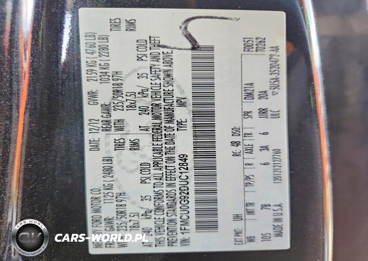 2013 Ford Escape Se VIN:1FMCU0G92DUC12849 - 13