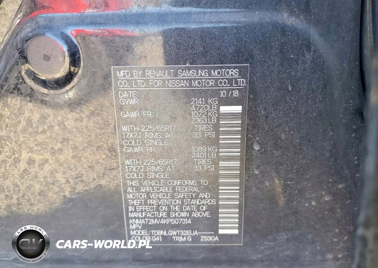2019 Nissan Rogue Sv VIN:KNMAT2MV4KP507314 - 14
