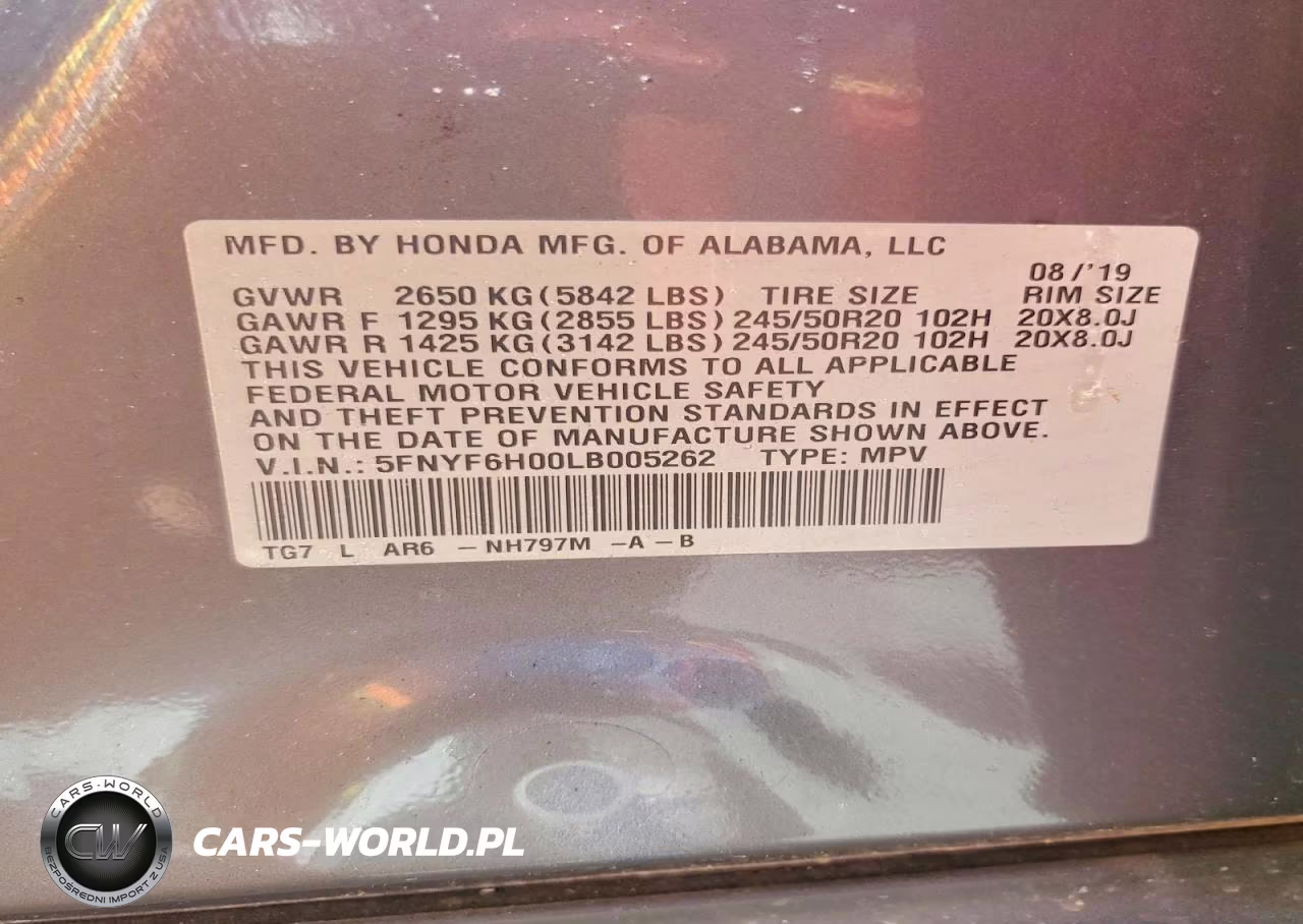2020 Honda Pilot Elite VIN:5FNYF6H00LB005262 - 13