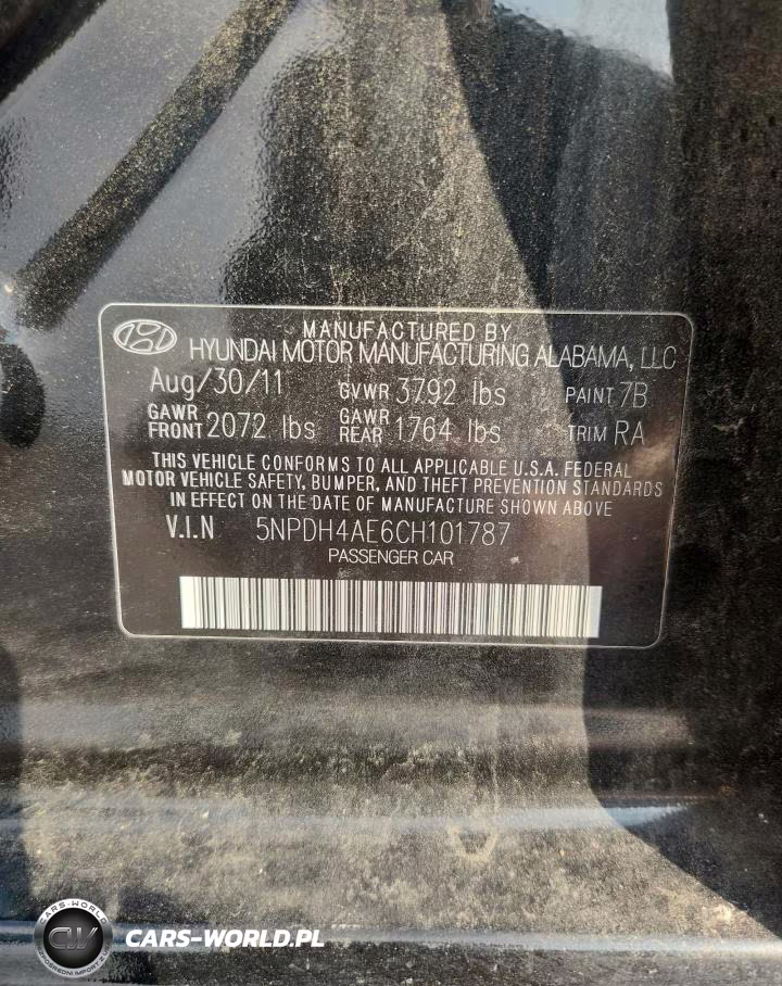 2012 Hyundai Elantra Limited VIN:5NPDH4AE6CH101787 - 12