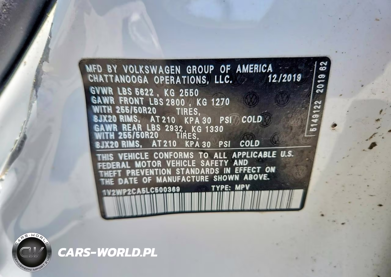 2020 Volkswagen Atlas Se VIN:1V2WP2CA5LC500369 - 13