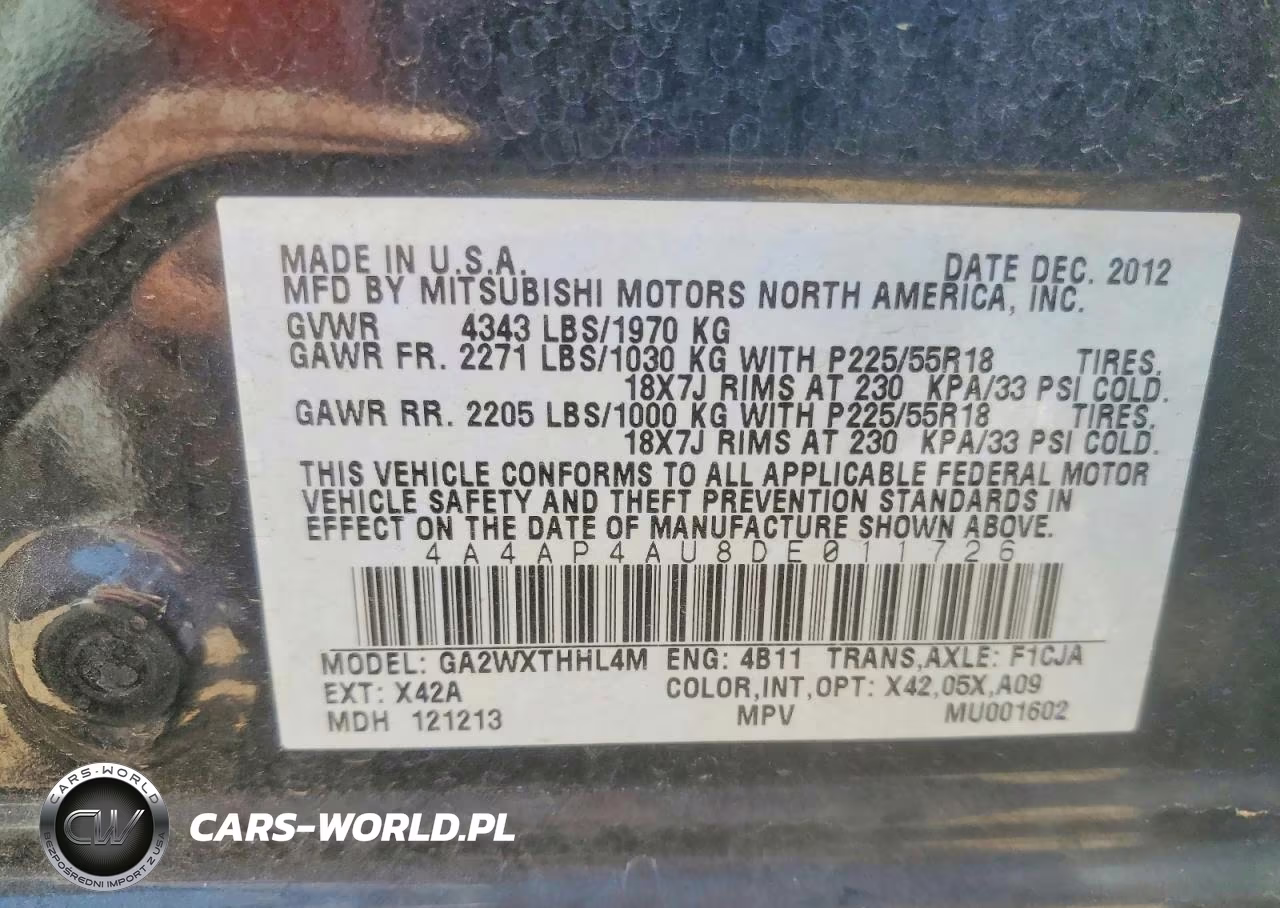 2013 Mitsubishi Outlander Sport Se VIN:4A4AP4AU8DE011726 - 13
