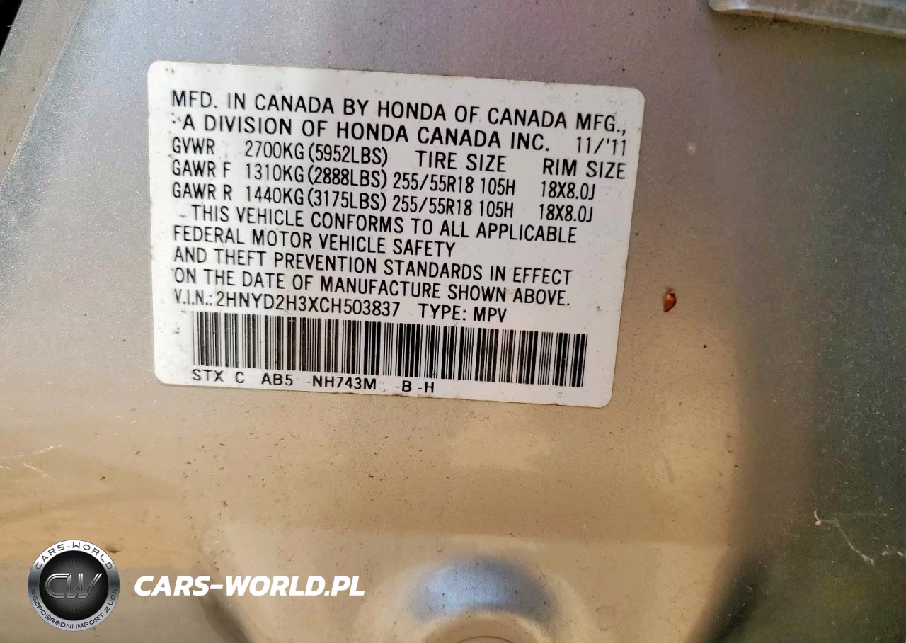 2012 Acura Mdx VIN:2HNYD2H3XCH503837 - 13
