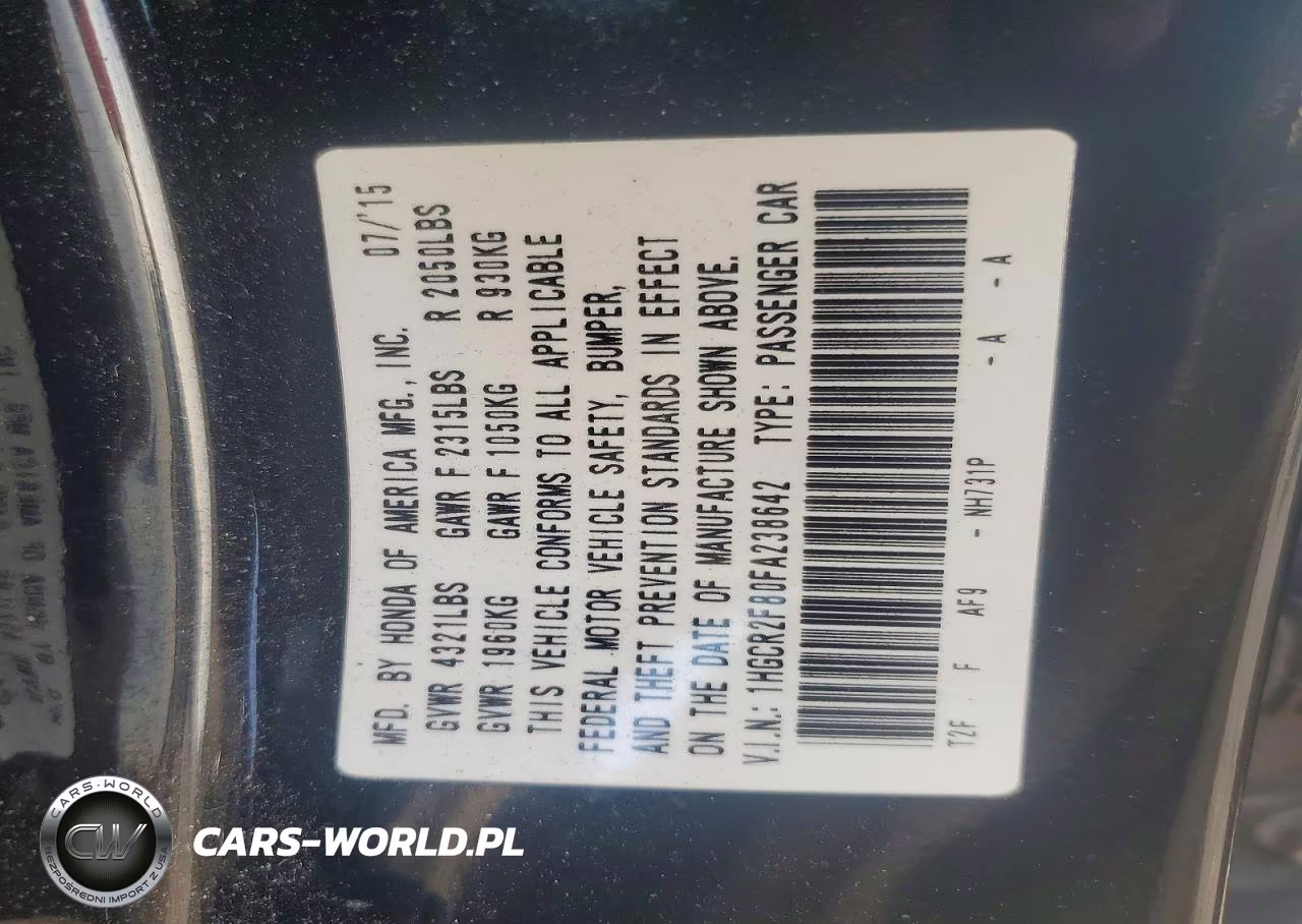 2015 Honda Accord Exl VIN:1HGCR2F80FA238642 - 12